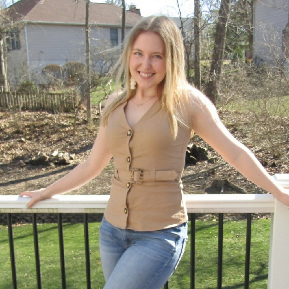 Tan Button up Tank with Belt
